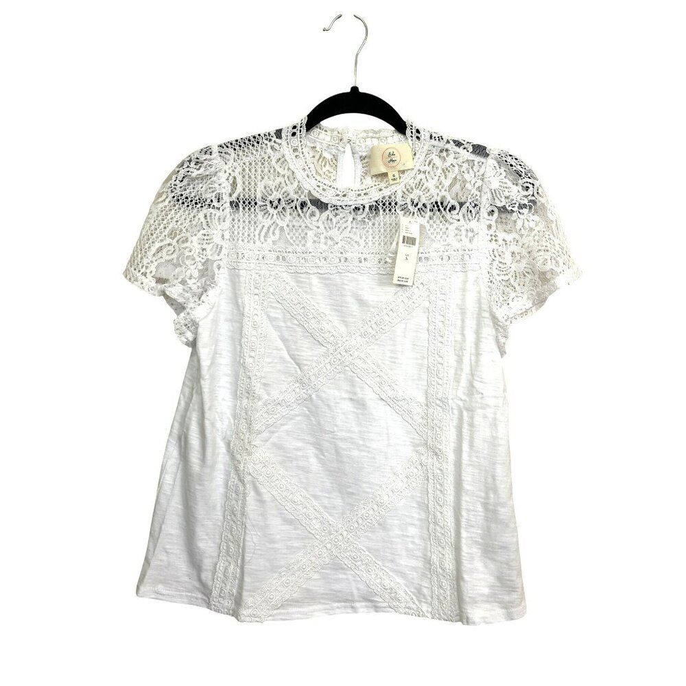 Anthropologie White Eyelet Ella Mare Blouse Top Size Small NWT
